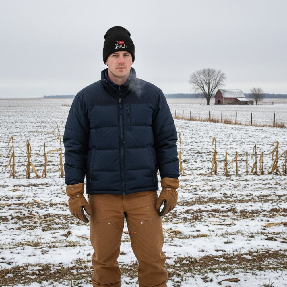 "I Love Jesus" Winter Fleece-Lined Hat, Black - Picture 3 of 3